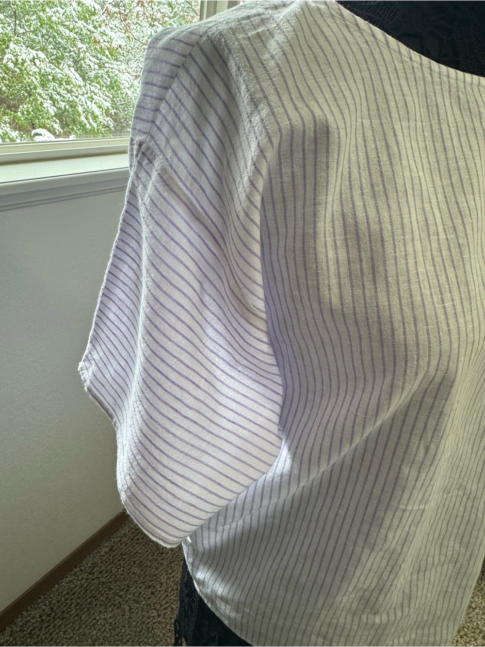 Michael Kors White Shirt with Lavender Pinstripes